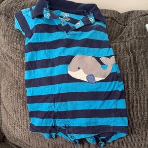 Carter's Navy and Teal Striped Bodysuit with Whale